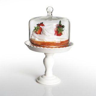 American Atelier Bianca Pedestal Cake Plate with Dome, White Kitchen & Dining