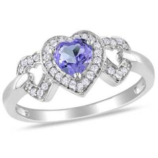 0mm Heart Shaped Tanzanite and 1/8 CT. T.W. Diamond Ring in 10K