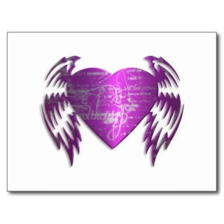 Grunge Tribal Pink Heart Wings Post Card