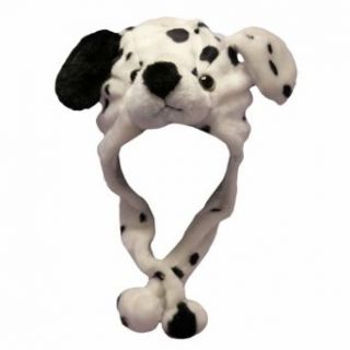 Luxury Divas Dalmatian Plush Animal Hat With Ear Flaps & Pom Poms Clothing