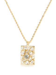 Crystal Cluster Rectangular Pendant Necklace by Kenneth Jay Lane