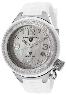 Swiss Legend 11844D WWSA  Watches,Neptune Ceramic (44 mm) White Diamond (0.97 ctw) White MOP White Silicone, Casual Swiss Legend Quartz Watches