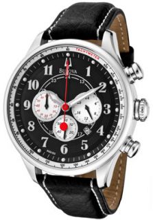 Bulova 96B150  Watches,Mens Adventurer Chronograph Black Dial Black Genuine Leather, Chronograph Bulova Quartz Watches