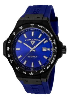 Swiss Legend 40052 BB 03  Watches,Mens Maverick Blue Dial Black IP Case Blue Silicone, Casual Swiss Legend Quartz Watches