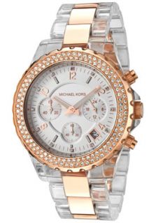 Michael Kors MK5323  Watches,Womens Chronograph White Swarovski Crystal Clear Plastic & Rose Gold Tone Ion Plated Stainless Steel, Chronograph Michael Kors Quartz Watches