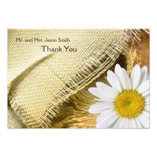 Burlap Daisy flat thank you card with envelope Custom Announcement
