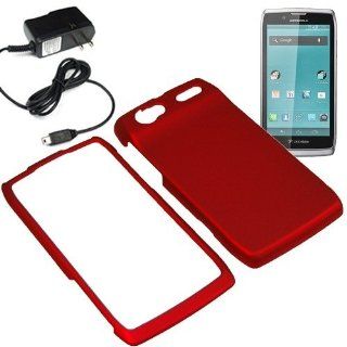 BW Hard Shield Shell Cover Snap On Case for U.S. Cellular Motorola Electrify 2 XT881 + Travel Charger Red Cell Phones & Accessories