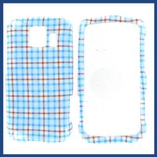 LG LS670 (Optimus S) / VM670 (Optimus V) Blue Check Protective Case Cell Phones & Accessories