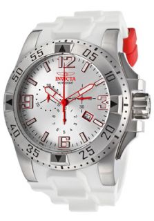 Invicta 11795  Watches,Mens Excursion Chronograph Silver Dial White and Red Polyurethane Stainless Steel, Chronograph Invicta Quartz Watches