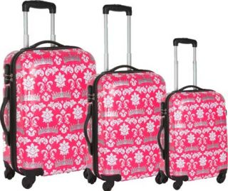 Blingalicious Crown Printed Luggage CWP1070   Pink