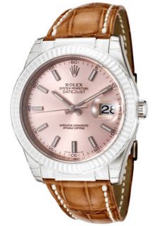 Rolex 116139 LPS  Watches,Mens Datejust Automatic Pink Champagne Dial Brown Genuine Crocodile, Luxury Rolex Automatic Watches