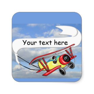 Biplane Towing Banner Customizable Stickers