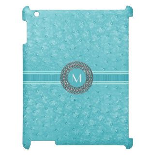 Chic Turquoise Ostrich Leather Look Monogram Cover For The iPad 2 3 4