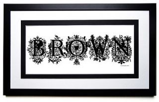 ornamental framed name by alphabet gifts