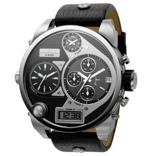 Diesel Mens Mr Daddy 57mm Leather Watch   Stainless Steel      Clothing
