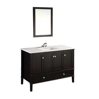 Simpli Home Chelsea 49 in x 21.5 in Black Undermount Single Sink Bathroom Vanity with Natural Marble Top