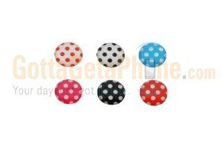 6 in 1 Pack Polka Dot Pattern Soft Home Button Stickers For Apple iPhone / iPod / iPad   Black, White, Pink, Red, Blue Cell Phones & Accessories