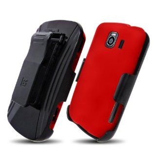 LG Optimus S / Optimus U / Optimus V (LS 670/VM 670) Screen Guard Holster Case Combo w/ Kickstand (3 in 1)   Red/Black Cell Phones & Accessories
