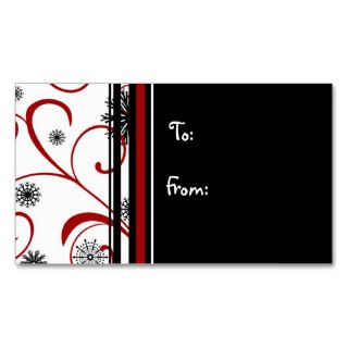Merry Christmas Black Red Snowflakes Gift Tags Business Card Templates