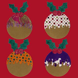 scrummy christmas puds card by sarra kate