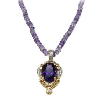 Michael Valitutti 14k Yellow Gold Amethyst and Diamond Necklace Michael Valitutti Gemstone Necklaces