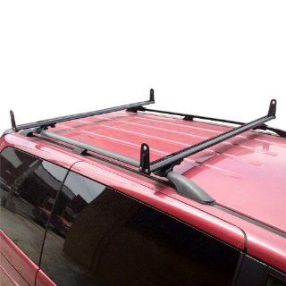 Black Factory Roof Rail Clamp On Ladder Van Rack 50" bar with side supports Automotive