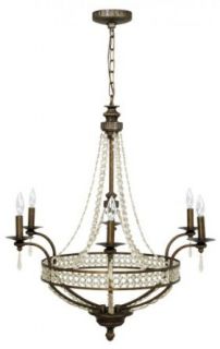 Craftmade 5532PR6 Up Chandeliers with Antiqued Crystal Trim Shades, Peruvian Bronze    