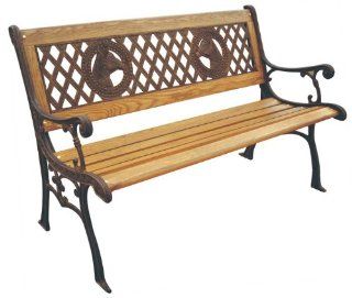 DC America SL677CO BR Champions Park Bench, Cast Iron Frame and Hardwood Slats, Rust Resistant Bronze Finish  Outdoor Benches  Patio, Lawn & Garden