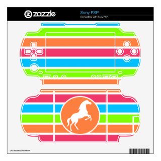 Horse; Neon Orange Pink Blue Green Stripes Decal For PSP