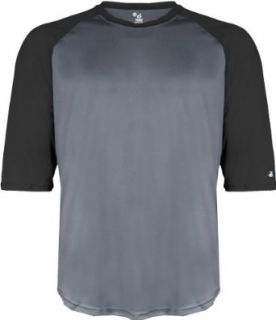 Badger Performance 3/4 Sleeve Raglan Sleeve Baseball T Shirt 4133 Graphite/Navy 4XL Clothing