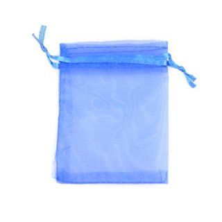 Topwedding 3.5"x4.5" 100pcs Drawstring Sheer Organza Wedding Gift Party Favor Jewelry Pouch Candy Bags, Blue   Jewelry Boxes