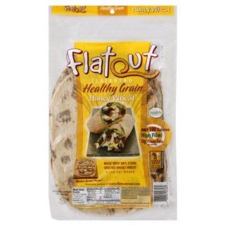 Flatout Healthy Grain Flatbread Honey Wheat 11.2 Oz Wraps  2 Pack  Wheat Crackers  Grocery & Gourmet Food
