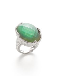 Contempo Green Quartz Doublet Large Oval Ring by Judith Ripka
