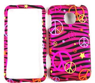 CELL PHONE CASE COVER FOR LG OPTIMUS 2 II AS 680 TRANS PEACE SIGNS ON PINK ZEBRA Cell Phones & Accessories