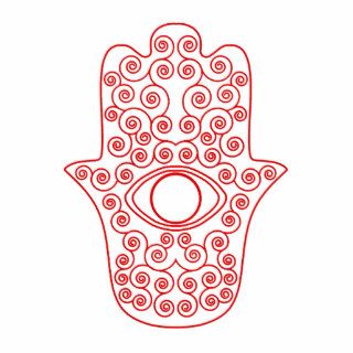 Red Outline Hamsa Hand of Miriam Hand of Fatima.pn Cut Outs