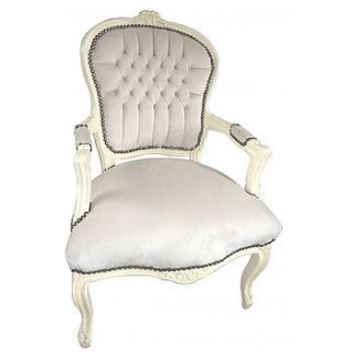 cream velvet louis chair with cream frame by out there interiors