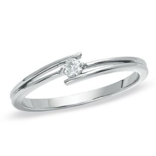 Diamond Accent Solitaire Bypass Promise Ring in 10K White Gold   Zales