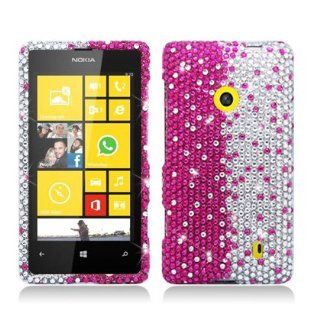 Aimo NK521PCLDI685 Dazzling Diamond Bling Case for Nokia Lumia 521   Retail Packaging   Layer Hot Pink Cell Phones & Accessories