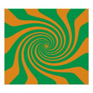 Orange green swirl print