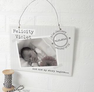 personalised new baby ceramic sign by tilliemint loves