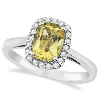 Cushion Orange Citrine and Diamond G H/SI Right Hand Fashion Cocktail Ring in 14K White Gold (1.54ctw) Allurez Jewelry