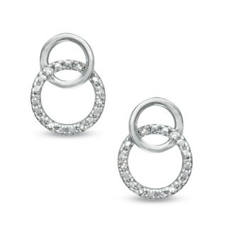 Diamond Accent Interlocking Circles Drop Earrings in Sterling Silver