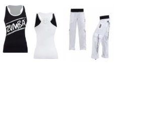 Zumba "Samba" Cargo Pants (white) + Racerback Top (Black and White)  Sporting Goods  Sports & Outdoors