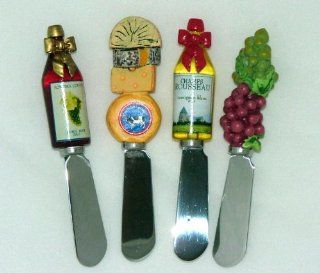 Fine Wine Tastings Grapes Cheese Spreader Set /4 Kitchen & Dining