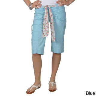 Journee Collection Juniors Belted Multi pocket Blue, Orange, and Yellow Cargo Shorts Journee Collection Juniors' Shorts