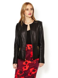 Hudson Seamed Leather Jacket by T. Tahari