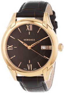 Versace Men's VFI030013 "Apollo" Rose Gold Ion Plated Stainless Steel Dress Watch with Leather Band Watches