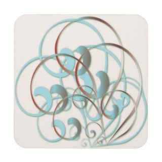 Beautiful Blue Brown Vector Swirls Drink Coaster