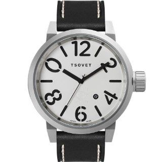 Tsovet Lx73 Men's Black Leather Strap Watch SVT LX73 110110 02 Watches