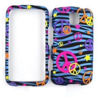 CELL PHONE CASE COVER FOR LG OPTIMUS M MS690 TRANS PEACE SIGNS ON BLUE ZEBRA Cell Phones & Accessories
